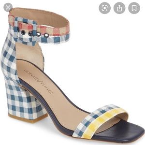 Donald J Pliner Watson Gingham- Print Heel Sandals